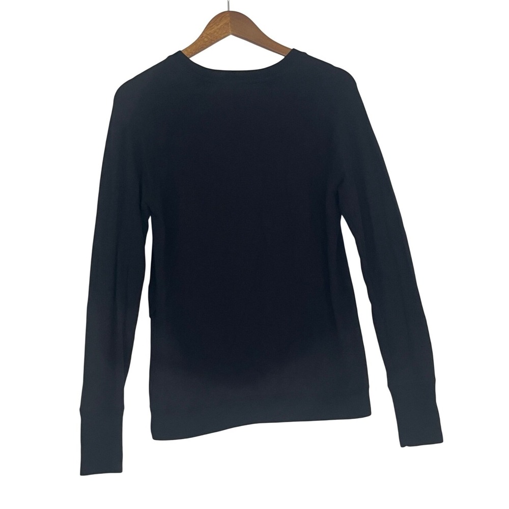 ATHLETA Black Wrap Front Long Sleeve Top S Modal Spandex Retro-Chic - Picture 2 of 8